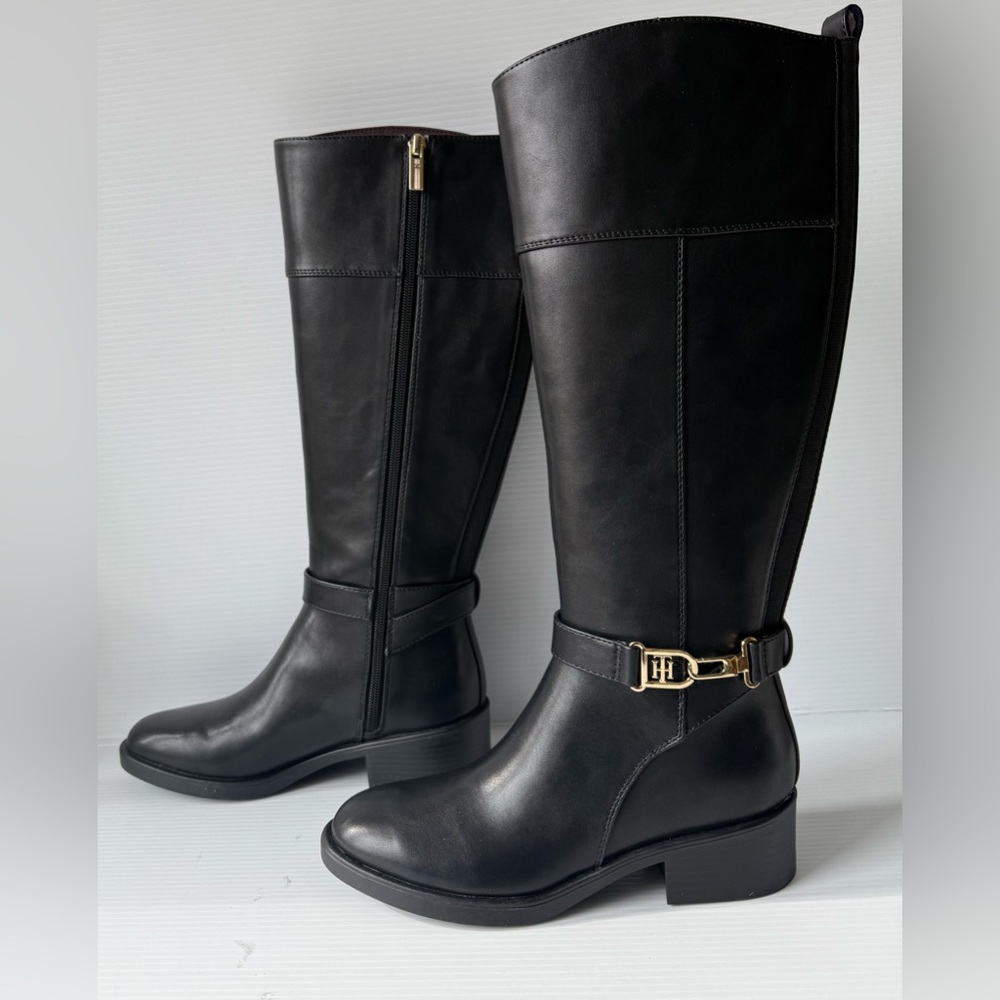 Tommy Hilfiger Women's Knee High Boot Black Leather Size 6.5 New